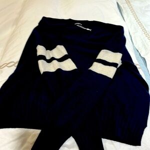 Brand new navy Minnie rose v neck sweater withh white stripes on the sleeve